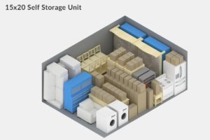 A 3 d image of the self storage unit.